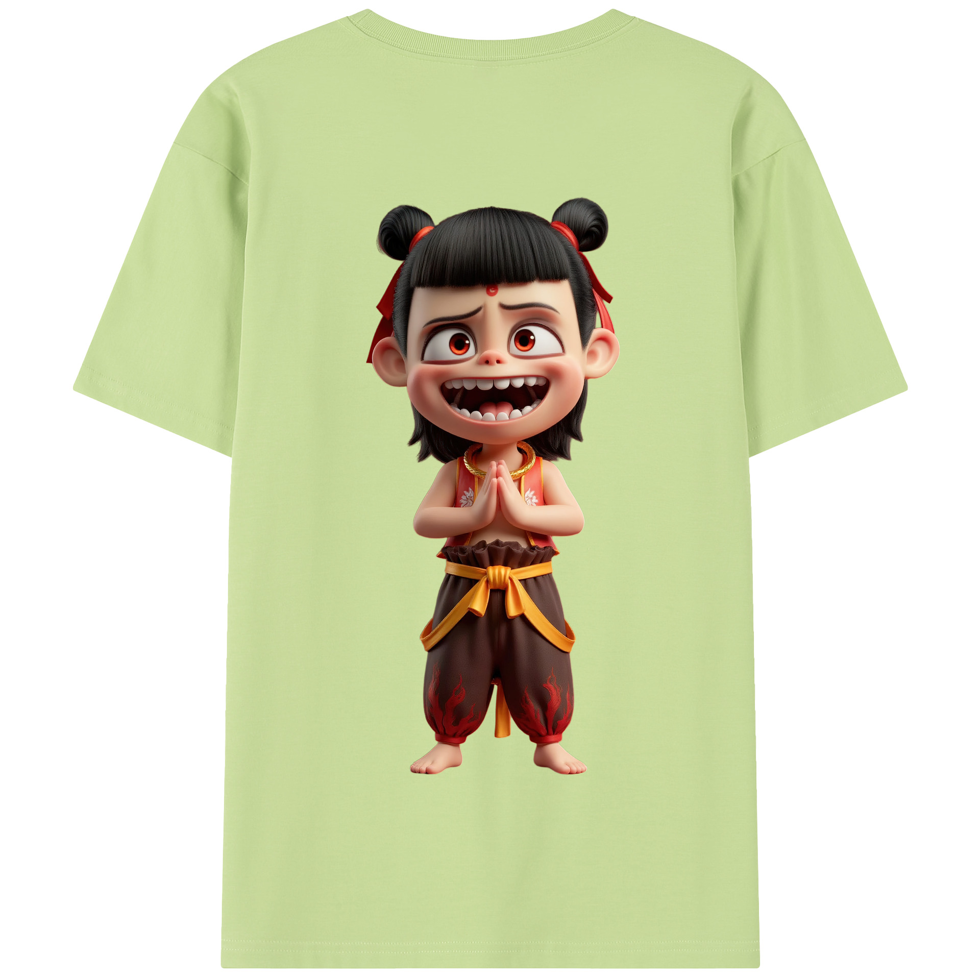 （画像用） Ne Zha 2 ナタ 魔童の大暴れ 綿100％半袖Tシャツ（背面プリント）